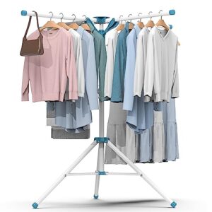 ithywat clothes drying rack-4 arm tripod foldable&portable laundry hanging drying rack,collapsible clothing rack stainless steel with windproof hooks for indoor outdoor