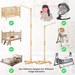 FEISIKE Baby Crib Mobile Arm, 57.4 Inch Mobile Arm for Crib Wooden Nursery Decor Hanger,Holder for DIY Mobile Baby Girl Boy,Hanging Attachment Set Upgrade Floor Stand