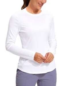 crz yoga womens upf 50+ sun shirts long sleeve uv protection workout tops lightweight quick dry outdoor hiking running shirts white small