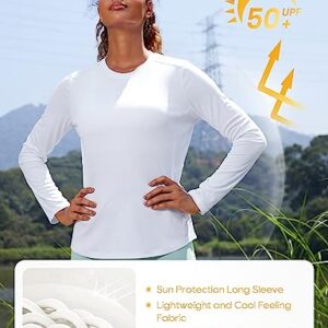 CRZ YOGA Womens UPF 50+ Sun Shirts Long Sleeve UV Protection Workout Tops Lightweight Quick Dry Outdoor Hiking Running Shirts White Small