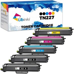 ubinki tn227 tn227bk toner cartridge replacement for brother tn-227 tn223 tn-223 tn223bk for mfc-l3770cdw hl-l3270cdw hl-l3290cdw hl-l3210cw mfc-l3710cw mfc-l3750cdw printer (tn-227bk/c/m/y, 5 pack)