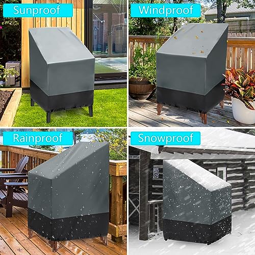 Outdoor Patio Stack Chairs Covers Waterproof (Set of 2), Heavy-Duty Patio Furniture Cover for Outdoor Chairs, Lawn Garden Patio Chair Cover