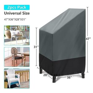 Outdoor Patio Stack Chairs Covers Waterproof (Set of 2), Heavy-Duty Patio Furniture Cover for Outdoor Chairs, Lawn Garden Patio Chair Cover