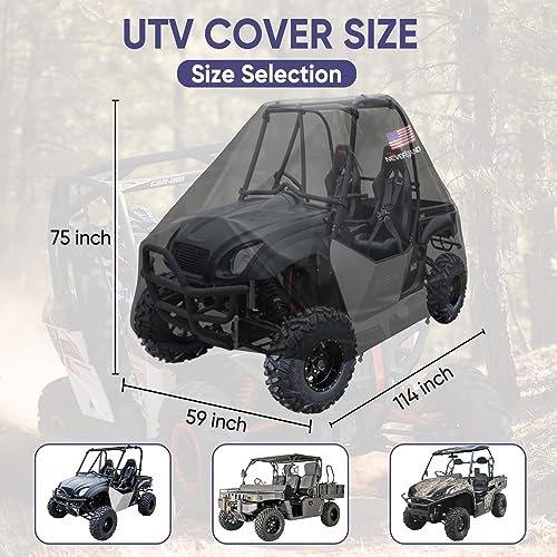 NEVERLAND UTV Covers, Side by Side Cover Waterproof 300D Heavy Duty Outdoor Utv Cover with American Flag Compatible with Honda Pioneer Polaris Ranger Protection 114.17"x 59.06"x 74.80"(290x150x190 cm)