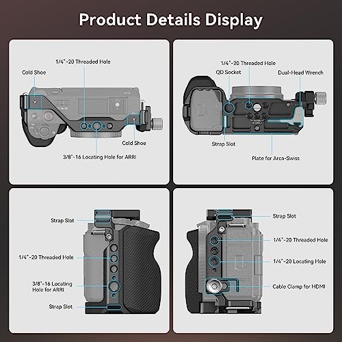 SmallRig ZV-E1 Cage Kit with Silicone Grip and Cable Clamp for HDMI, Full Camera Cage Kit for Sony ZV-E1, Built-in Quick Release Plate for Arca-Type, Cold Shoe Mounts - 4257