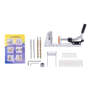 LYNICESHOP Pocket Hole Jig Kit, Pocket Hole Jig Drill Guide Master Kit Woodworking Joinery System Screw Set Portable Wood Pocket Hole Screw Clamp System Wood Guides Joint Angle Tool