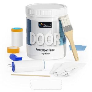 dwil door paint for front door - water based metallic paint, metal door paint, interior & exterior, for metal and wood surface in front door, garage door, window, desk, chair, 32oz, white