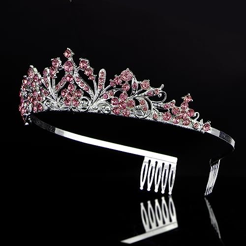 Vovii Birthday Sash and Tiara for Girls Birthday Girl Sash and Rhinestone Tiara Set Birthday Decoration Headband for Little Girl Hair Accessories for Birth Party Pink