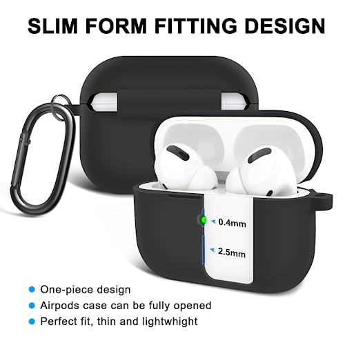 Linsaner for AirPods Pro Case Cover with Cleaning Pen and Replacement Eartips(S/M/L), Full Protective Silicone Skin Accessories for Women Men Girl with Apple AirPods Pro Case,Front LED Visible，Black