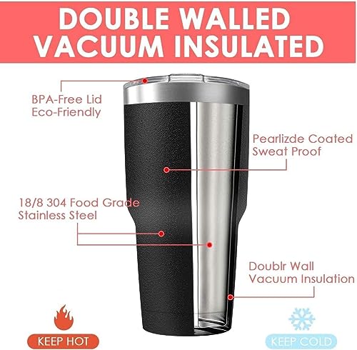 Deitybless 30oz Stainless Steel Travel Mug with Lid, Double Wall Vacuum Insulated Bulk Tumbler with Straws, Powder Coated Coffee Cup Suitable for Vehicle Cup Holders