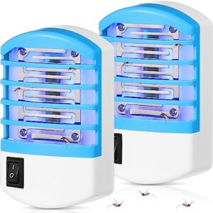 qualirey bug zapper indoor plug in mosquito killer trap indoor insect trap electric mosquito trap fly zapper electronic mosquito killer with led light for home kitchen bedroom baby room office (2 pcs)