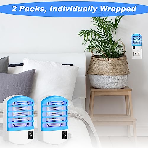 Qualirey Bug Zapper Indoor Plug in Mosquito Killer Trap Indoor Insect Trap Electric Mosquito Trap Fly Zapper Electronic Mosquito Killer with LED Light for Home Kitchen Bedroom Baby Room Office (2 Pcs)