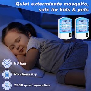 Qualirey Bug Zapper Indoor Plug in Mosquito Killer Trap Indoor Insect Trap Electric Mosquito Trap Fly Zapper Electronic Mosquito Killer with LED Light for Home Kitchen Bedroom Baby Room Office (2 Pcs)