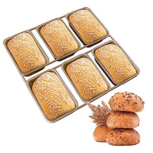 wemubsu baking pan for oven, 6-cavity nonstick mini loaf baking pans for muffin bread cupcakes pullman, carton metal, oven dishwasher safe, easy to demould, gold (type3)
