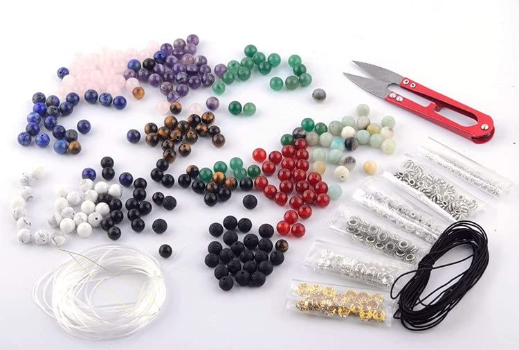 Marycan 8mm Crystal Beads for Jewelry Making, Natural Stone Healing Beads for Bracelets, Gemstone Beading & Jewelry Necklace Making DIY Kit for All People