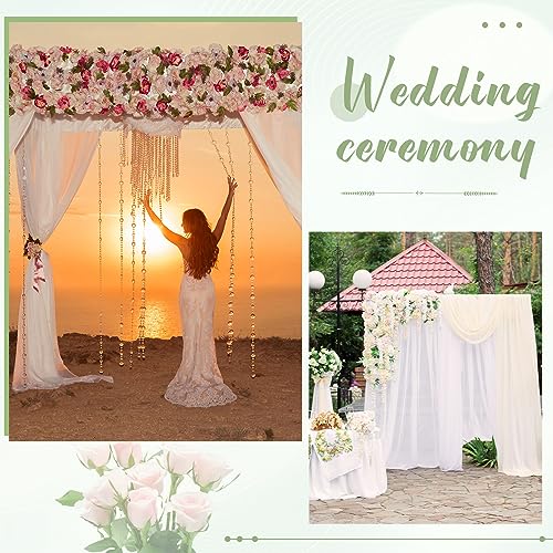 10 Pcs White Backdrop Curtains, Wedding Arch Draping Fabric, White Wedding Backdrop for Baby Shower Birthday Photo Party Curtains Backdrop Home Decoration 5.25 x 20 ft