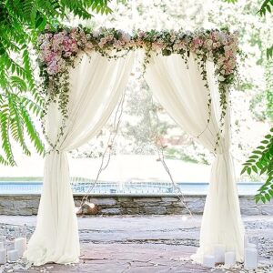10 pcs white backdrop curtains, wedding arch draping fabric, white wedding backdrop for baby shower birthday photo party curtains backdrop home decoration 5.25 x 20 ft