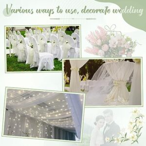 10 Pcs White Backdrop Curtains, Wedding Arch Draping Fabric, White Wedding Backdrop for Baby Shower Birthday Photo Party Curtains Backdrop Home Decoration 5.25 x 20 ft