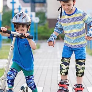 2 Pair Kids Knee Pad Camouflage Anti Slip Padded for Boy Sponge Knee Brace Breathable Flexible Toddler Knee Pads Elastic Knee Support for Boys Sport Volleyball Dance Skating Basketball, 3-7 Years