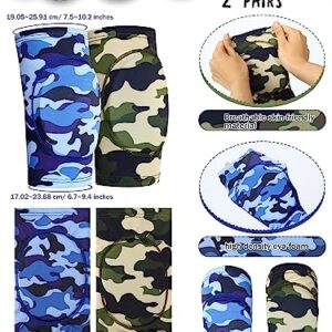 2 Pair Kids Knee Pad Camouflage Anti Slip Padded for Boy Sponge Knee Brace Breathable Flexible Toddler Knee Pads Elastic Knee Support for Boys Sport Volleyball Dance Skating Basketball, 3-7 Years