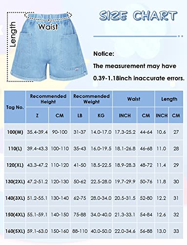 Baby Girl Summer Denim Shorts Wide Leg Cute Cooling Jeans Hot Pants Kids Casual Elastic Waistband Skirt Shorts 5-6 Years