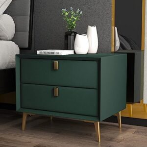 nightstand with 2 drawers, solid wood nightstand sofa side table, end side table with storage, bedside table with metal legs (color : green, size : 45x40x47cm)