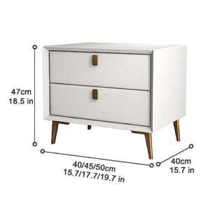 Nightstand with 2 Drawers, Solid Wood Nightstand Sofa Side Table, End Side Table with Storage, Bedside Table with Metal Legs (Color : Green, Size : 45x40x47cm)