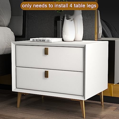 Nightstand with 2 Drawers, Solid Wood Nightstand Sofa Side Table, End Side Table with Storage, Bedside Table with Metal Legs (Color : Green, Size : 45x40x47cm)