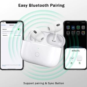 AirPod Pro Charging case - Wireless Charging Case Replacement for AirPods Pro - Charger Case with Sync Button and Built-in 660mA Battery, No AirPod Pro - White