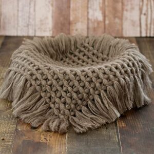 coberllus newborn baby photo props blanket handmade knitted twist wrap posing aid backdrops for boy girls photography shoot (soft brown)