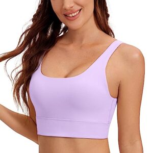 crz yoga butterluxe womens u back sports bra - scoop neck padded low impact workout yoga bra with built in bra elfin purple medium