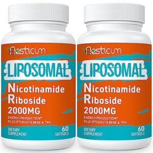 2000 mg liposomal nicotinamide riboside supplement, high absorption, nad+ boosting supplement with tmg and pterostilbene, superior to niacinamide for cellular energy, and age resist, 120 softgels