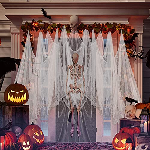 White Creepy Cloth, 79 x 79 inch Spooky Gauze, Scary Halloween Decorations for Haunted Houses Party Supplies