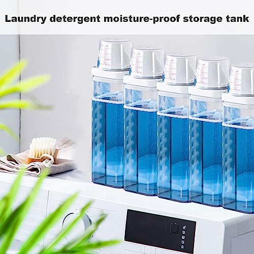 1900Ml Laundry Detergent Dispenser, Washing Powder Storage Detergent Container with Measuring Cup Moisture-Proof Reusable Empty for Scent Booster Beads/Small Solid Grain/Liquids