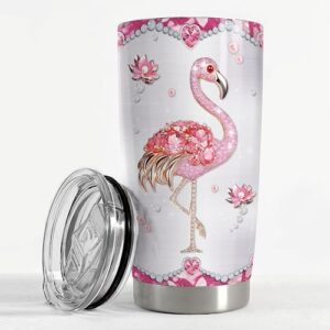 flamingo gifts for women girls pink flamingo tumbler 20oz jewelry drawings stainless steel insulated tumblers coffee travel mug cup gift for birthday christmas