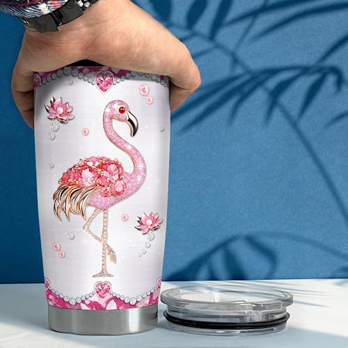 Flamingo Gifts for Women Girls Pink Flamingo Tumbler 20oz Jewelry Drawings Stainless Steel Insulated Tumblers Coffee Travel Mug Cup Gift for Birthday Christmas