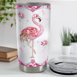 Flamingo Gifts for Women Girls Pink Flamingo Tumbler 20oz Jewelry Drawings Stainless Steel Insulated Tumblers Coffee Travel Mug Cup Gift for Birthday Christmas