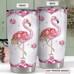 Flamingo Gifts for Women Girls Pink Flamingo Tumbler 20oz Jewelry Drawings Stainless Steel Insulated Tumblers Coffee Travel Mug Cup Gift for Birthday Christmas