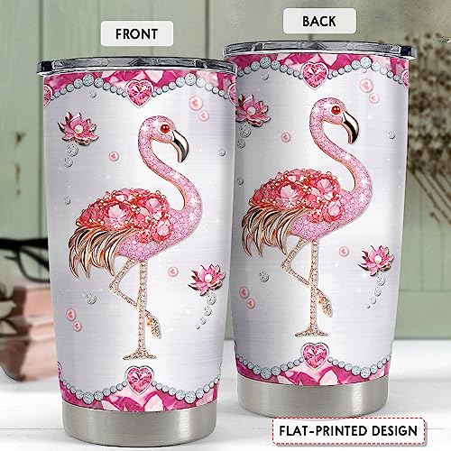 Flamingo Gifts for Women Girls Pink Flamingo Tumbler 20oz Jewelry Drawings Stainless Steel Insulated Tumblers Coffee Travel Mug Cup Gift for Birthday Christmas