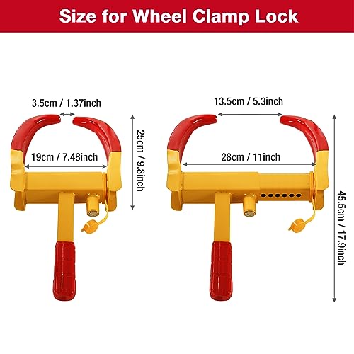 Wheel Clamp Lock for Cars, 3PCS Tire Boot Anti Theft Adjustable Heavy Duty Steel Wheel Lock for Middle Small Cars, Universal Trailer Wheel Lock Fit Max 11.7" Tire Width Vehicles SUV ATV Motorcycle