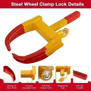 Wheel Clamp Lock for Cars, 3PCS Tire Boot Anti Theft Adjustable Heavy Duty Steel Wheel Lock for Middle Small Cars, Universal Trailer Wheel Lock Fit Max 11.7" Tire Width Vehicles SUV ATV Motorcycle