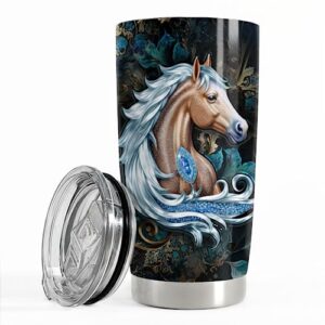 sandjest horse tumbler 20oz horse jewelry drawing style gifts for women girl stainless steel insulated tumbler coffee travel mug cup gift for birthday christmas
