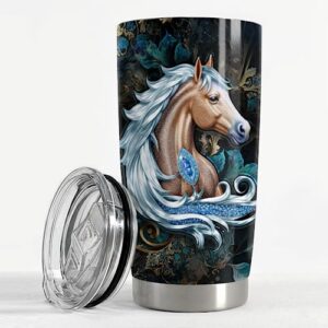 SANDJEST Horse Tumbler 20oz Horse Jewelry Drawing Style Gifts for Women Girl Stainless Steel Insulated Tumbler Coffee Travel Mug Cup Gift for Birthday Christmas