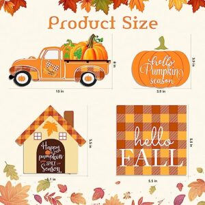 12 PCS Fall Tiered Tray Decor, Gnomes Plush with Hello Fall Decor Wooden Signs,Beads Garland,Pumpkin Decor,Farmhouse Thanksgiving Autumn Decor for Home Table(Tray Not Included)