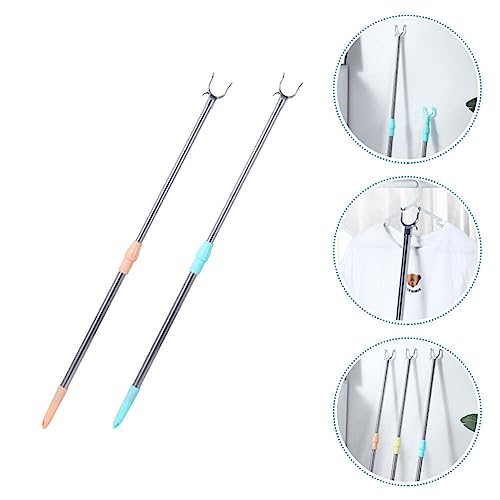 Cabilock 2pcs Telescope Clothes Reach Stick Adjustable Clothes Reaching Pole Retractable Clothesline Rod for Indoor or Outdoor Use