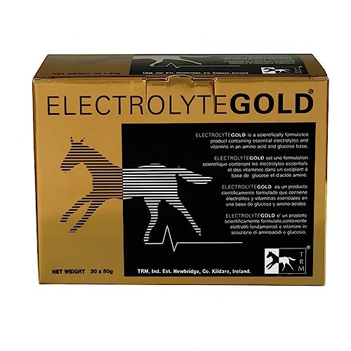 TRM Electrolyte Gold Horse Feed Supplement with Antioxidants | Replenishes Electrolytes and Combats Fatigue - 30 Qty x 1.76 oz Each