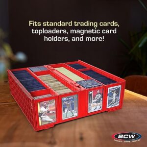 BCW Collectible Card Bin - Holds 3200 Cards - Large Card Storage Box for Loose Trading Cards, Pokemon, MTG, and Sports Card Storage Boxes, Includes 4 Card Bin Partitions, Sorting Card Box (Red)