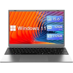 wipemik laptop computer, 15.6 inch 12gb ram 512gb ssd intel quad-core n4120 windows 11 laptop, 1080p full hd ips display, 2.4/5g wifi, bluetooth 4.2, usb 3.0, webcam, expandable up to 1tb