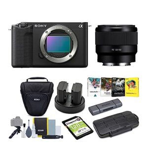 sony alpha zv-e1 full-frame mirrorless vlog camera with 50mm lens (ilczv-e1/b, black) bundle (7 items)