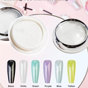 BISHENGYF White Pearl Chrome Nail Powder - 2Pcs Shiny Mirror Effect Aurora Nail Jewelry Glitter Powder White Chrome Nail Powder for Nails Art DIY